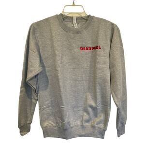 Marvel Deadpool Logo Embroidered Gray Sweatshirt NEW without Tags XL
